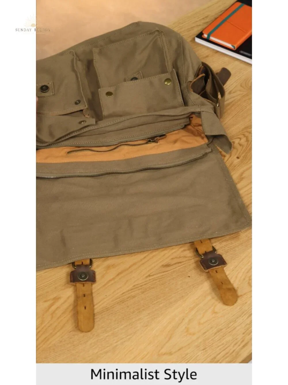 Vintage Military Canvas Leather Laptop Messenger Bag 17